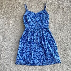 Old Navy Blue Floral A-Line Mini Dress Size 2 - Spaghetti Straps Sundress Flowy